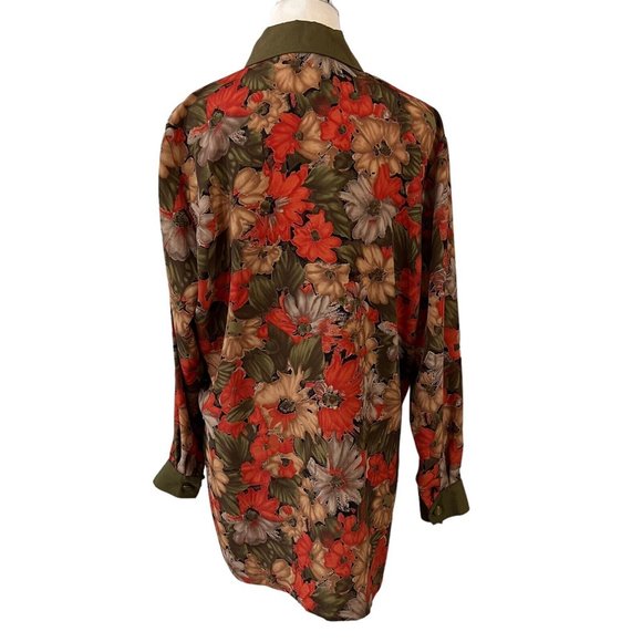 Michael Mims Kathy Cole Floral Tunic Blouse Top Size Large Vintage 1970s - Picture 6 of 8